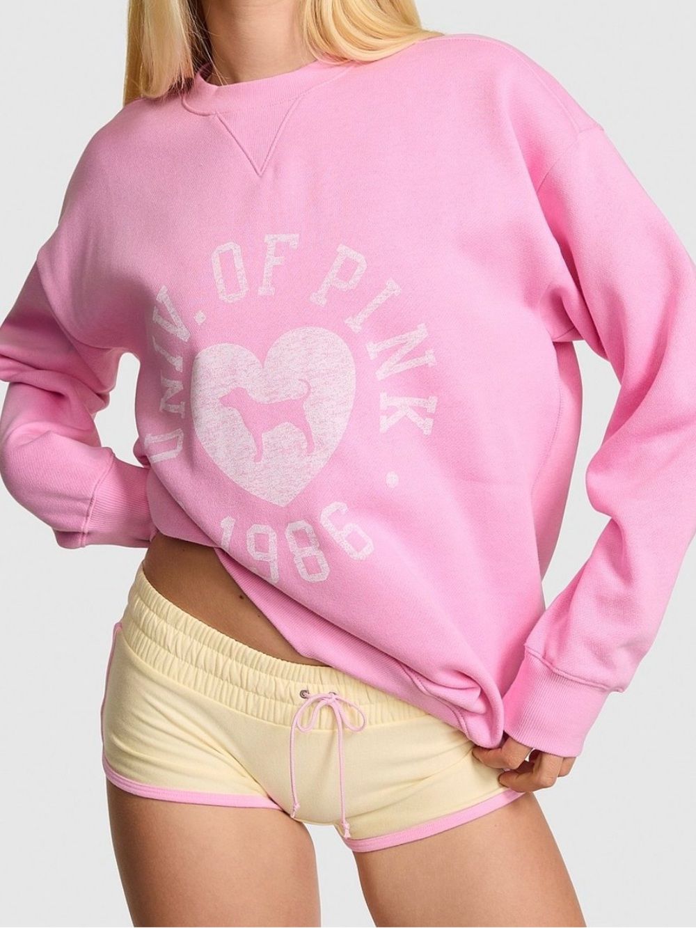 VS PINK CAMPUS CREW SWEATSHIRT IN PINK LOLLIPOP & PINK FRIDAY 2026-SOLD OUT! XXL